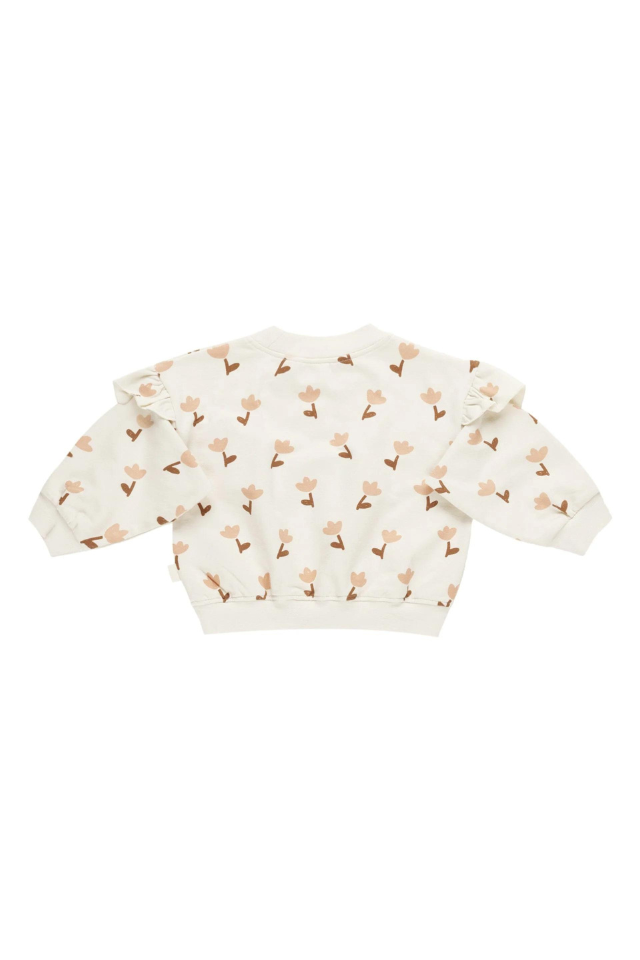 Quincy Mae Ruffle Fleece Sweatshirt - Tulips