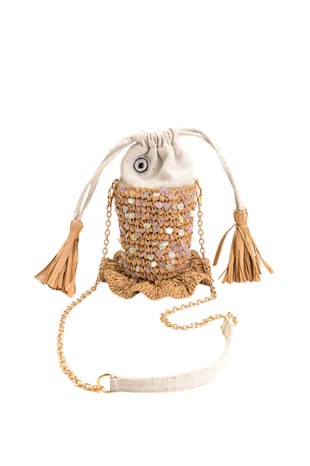 A&B Ocean Whimsy Raffia Fish Bag