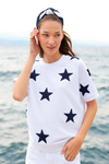 Stars Short Sleeve Sweatshirt - White/Navy