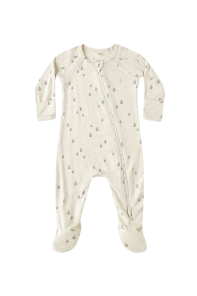Quincy Mae Bamboo Zip Footie - Trees