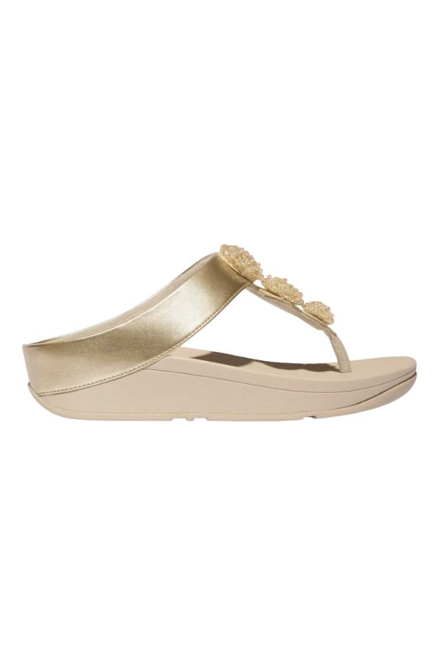 Fit Flop Fino Beadie-button Metallic Toe Post Sandal - Platino