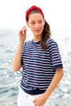 Stripes Short Sleeve Sweatshirt - Navy/White