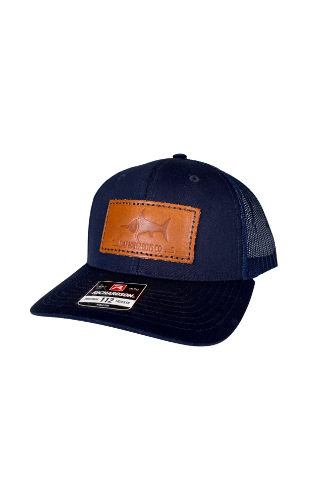 Saltwater Boys Co. Leather Logo Hat - Navy