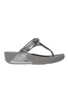 Fit Flop Lulu Glitz Bow Leather Toe Post Sandal - Silvereen