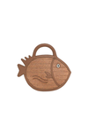 A&B Brown Trim Fish Raffia Handheld Clutch