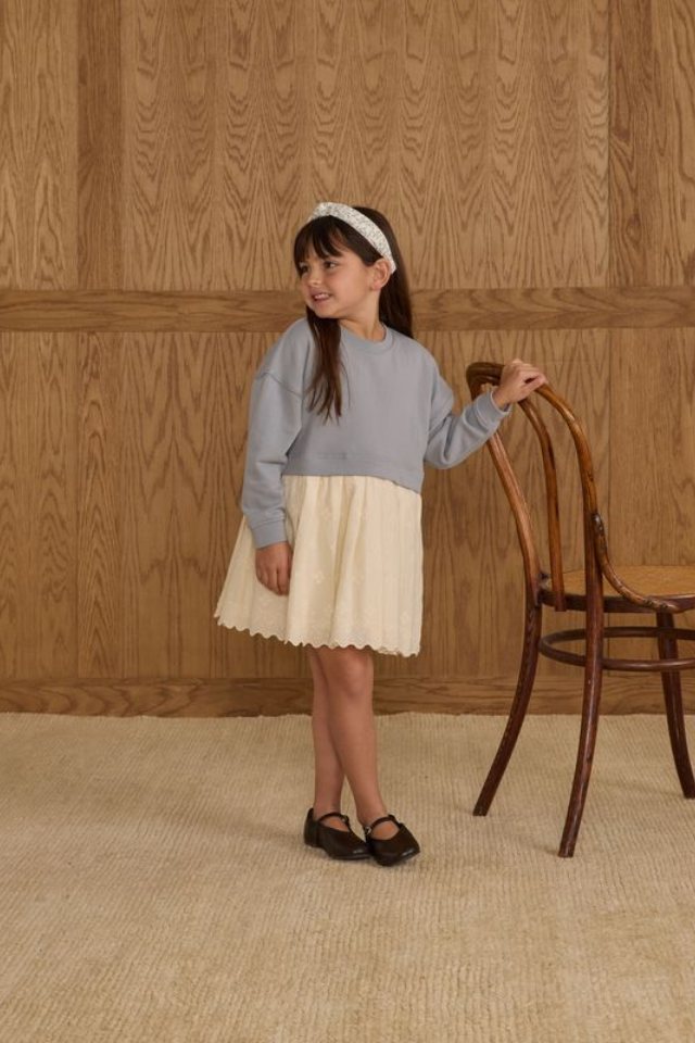 Rylee + Cru Sweatshirt Dress - Dusty Blue