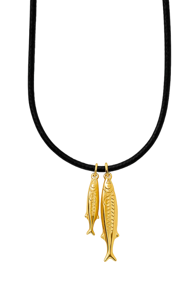 Ellie Vail Clive Double Fish Cord Necklace - Gold