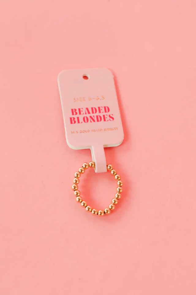 BB Lauren 3mm Beaded Band Ring - Gold