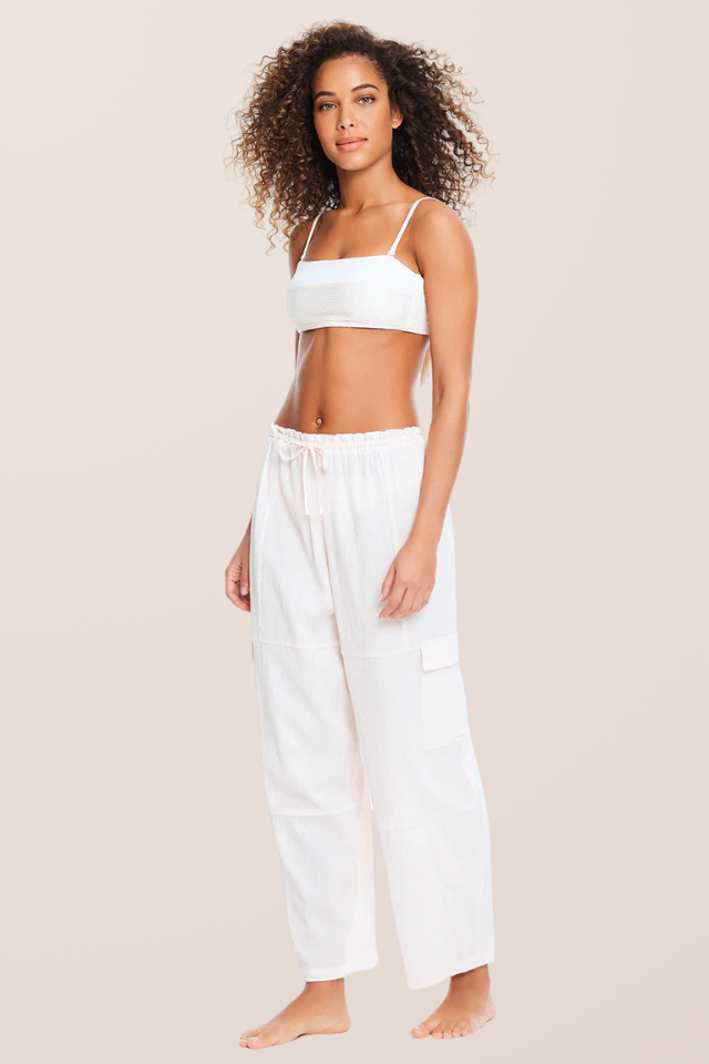 Sanctuary Swim Baggy Barrel Cargo Pant - White