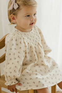 Quincy Mae V Smocked Dress - Holly Berry