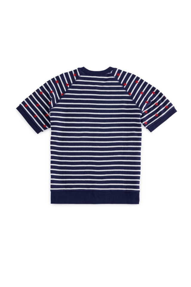 Stripes Short Sleeve Sweatshirt - Navy/White