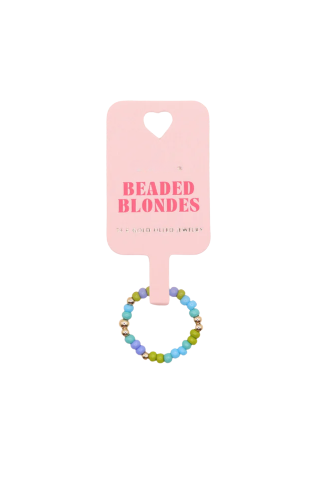 Beaded Blondes Blues and Green Sprinkle Ring