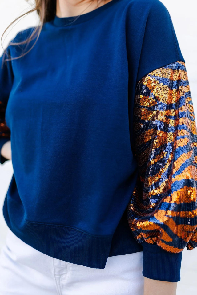 MS Millie Sweatshirt - Navy & Orange