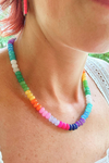 Woman Shops World Rainbow Necklace Faceted Ombre Multi Color Gemstones