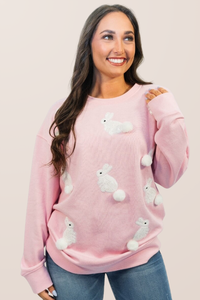 JM Hoppy Easter Sweatshirt - Pale Pink