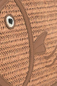 A&B Brown Trim Fish Raffia Handheld Clutch