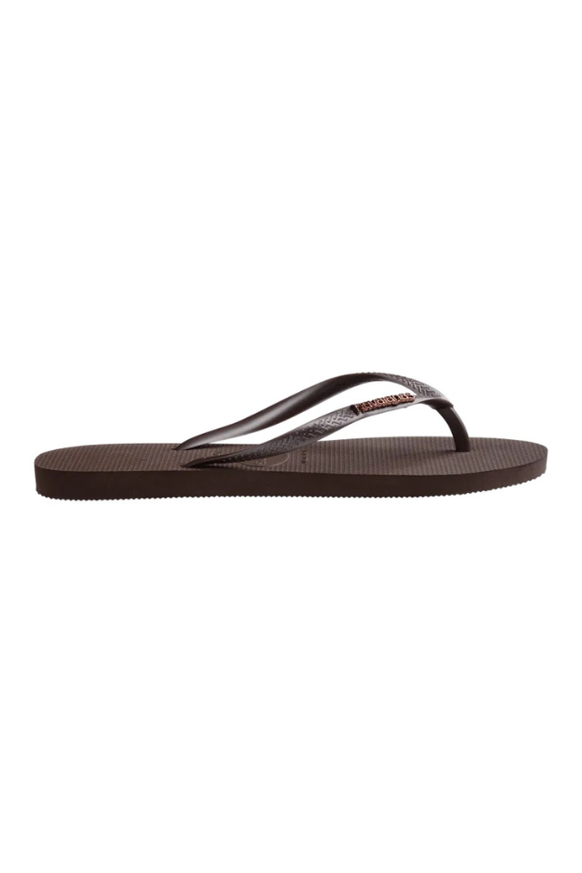 Havaianas Slim Logo Metallic Sandal - Dark Brown