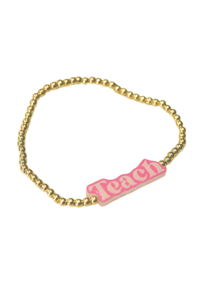 BB Acrylic Teach Beaded Gold Bracelet - 6.75