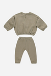 Quincy Mae Textured Sweat Set - Olive