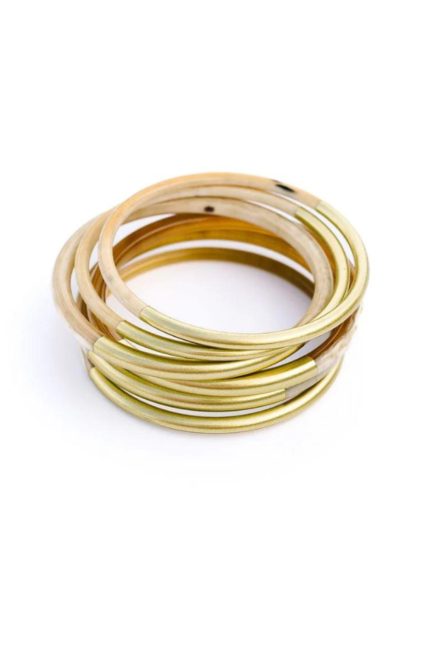 Sunshine Tienda - Metallic Gold Mix Bangle Set