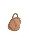 A&B Brown Trim Fish Raffia Handheld Clutch