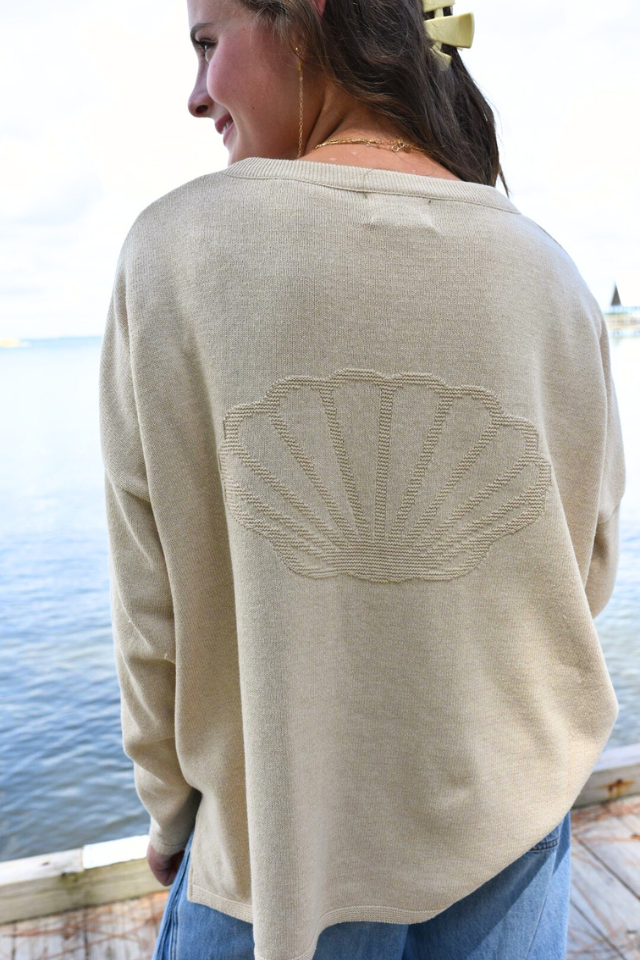 Everyday Relaxed Jacquard Sweater Orange Beach - Camel