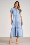 Elan Dress Midi Short Sleeve - Blue Wash