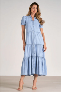 Elan Dress Midi Short Sleeve - Blue Wash