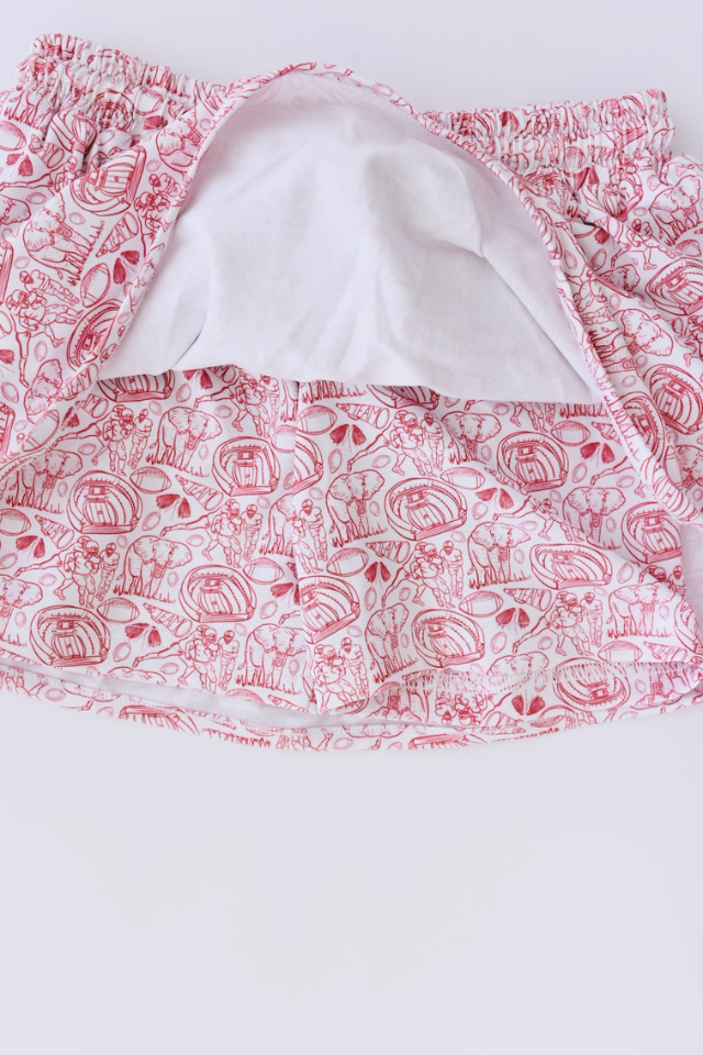Studio Smocks Elephant Skort - Red/White