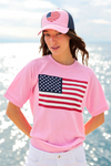 Flag Short Sleeve Sweatshirt - Pink