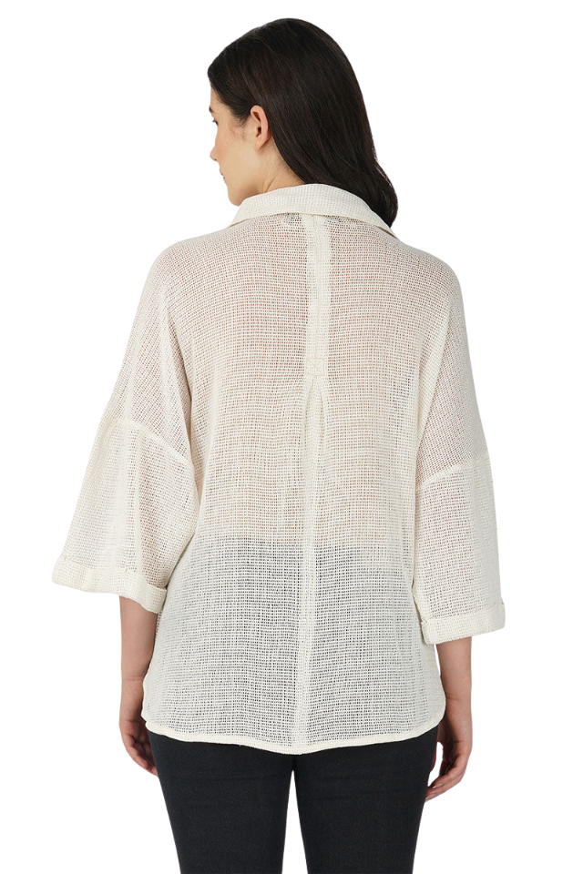 A&B Off Shoulder Shirt with Two Chest Pockets