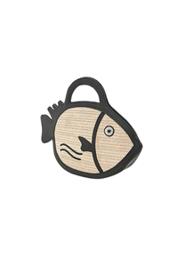 A&B Black Trim Fish Raffia Handheld Clutch