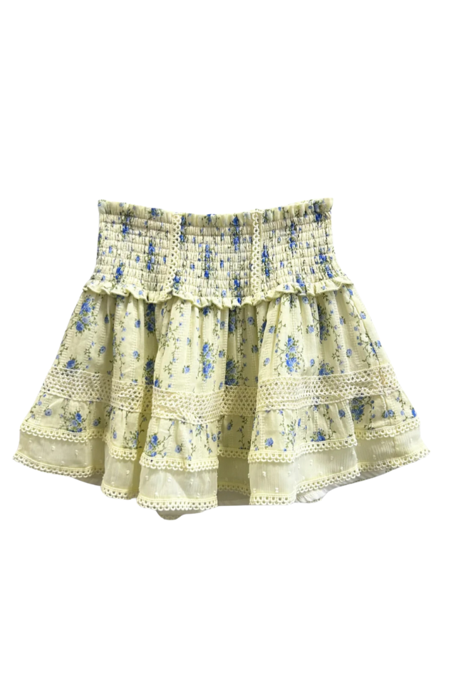 KatieJ NYC Lara Skirt - Creme Stripe Floral