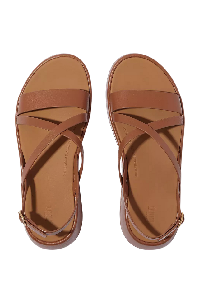 Fit Flop F-mode Leather Flatform Strappy BackStrap Sandal - Deep Tan