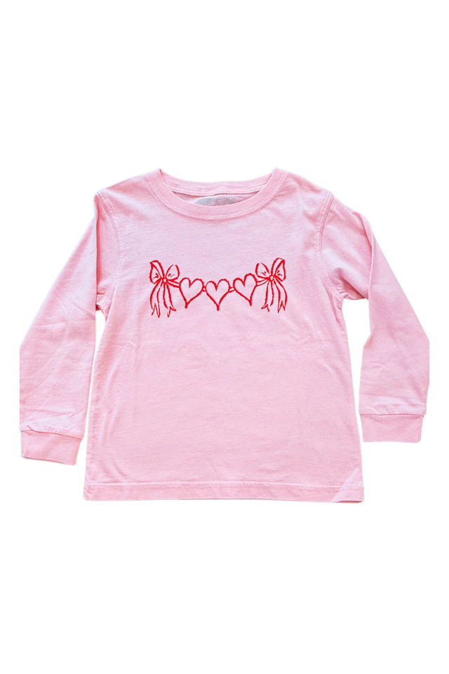 Mustard & Ketchup LS T-Shirt Heart Banner - Light Pink