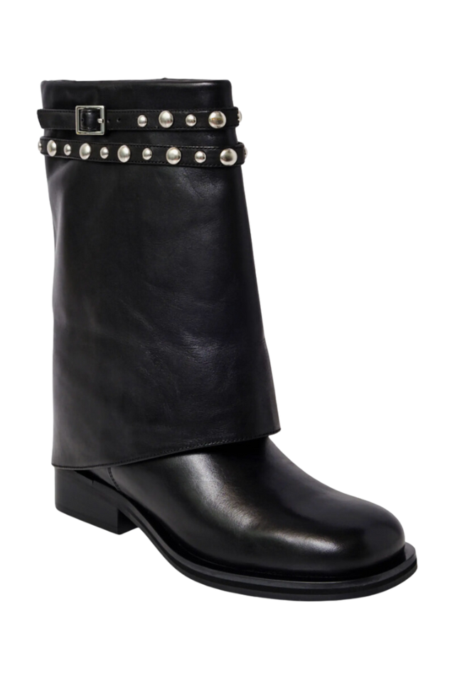 Free People Scorpio Studded Foldover - Black Leather