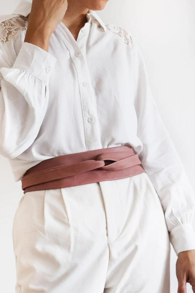 Ada Collection Wrap Belt Suede - Cinder Rose