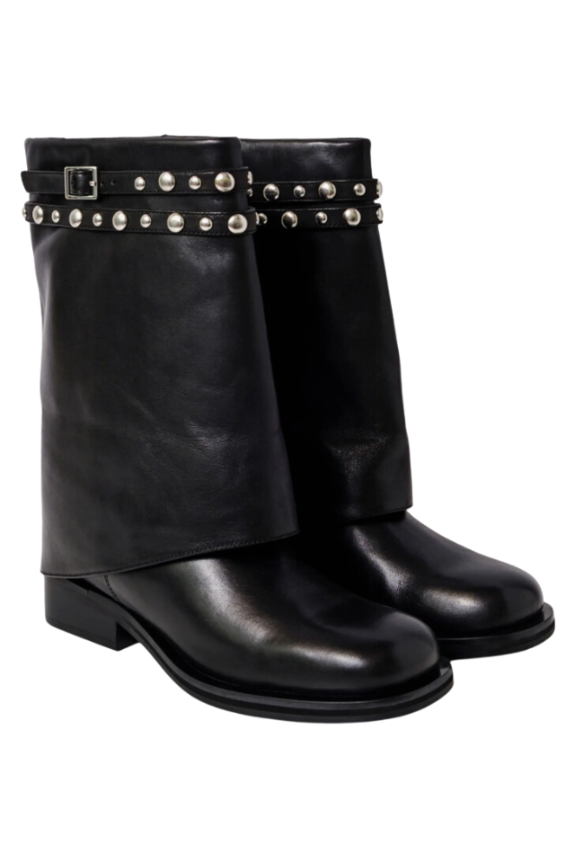 Free People Scorpio Studded Foldover - Black Leather