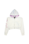KatieJ NYC Dylan Bow Crop Zip Hoodie - Pink Seersucker