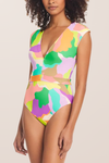 Sanctuary Swim Cap Sleeve Plunging Mio - Multi