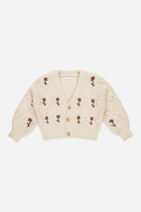 Rylee + Cru Boxy Cardigan - Winter Floral Embroidery