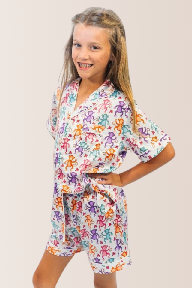 Jane Marie Silky Pajama BaNaNa's Short Set