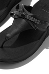 Fit Flop Lulu Glitz Bow Leather Toe Post Sandal - All Black