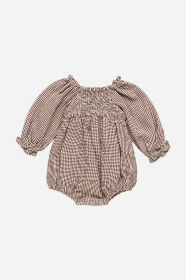 Quincy Mae Eden Romper - Plum Gingham