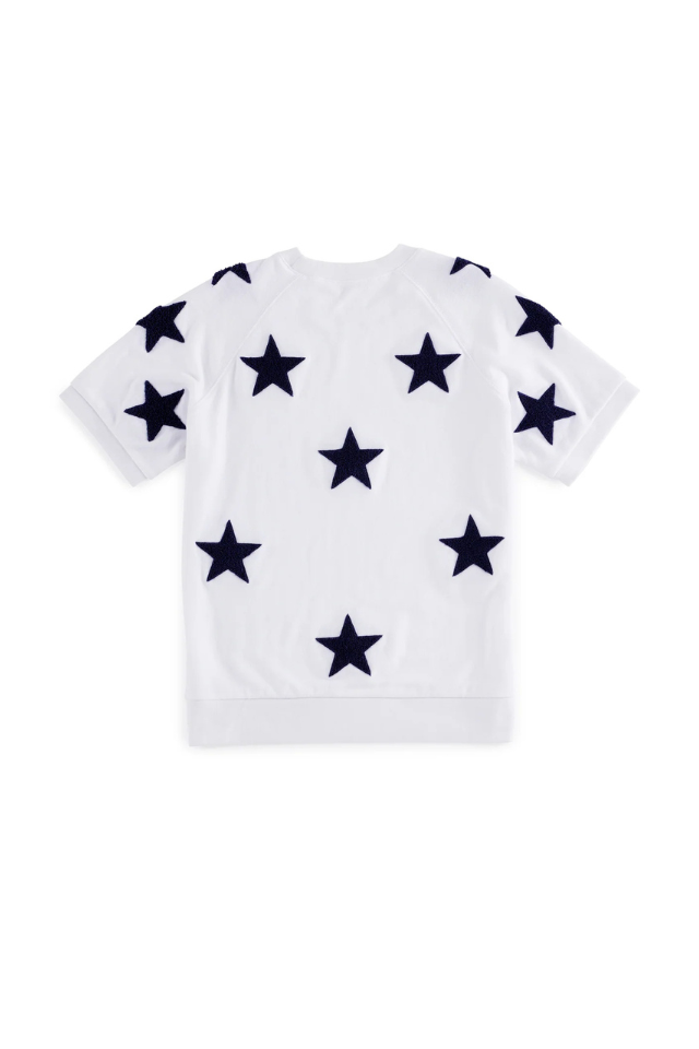 Stars Short Sleeve Sweatshirt - White/Navy