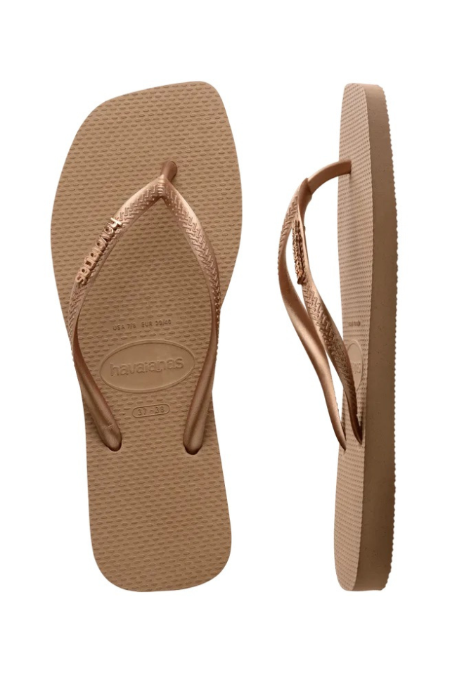 Havaianas Slim Square Logo - Rose Gold