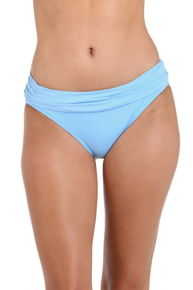 La Blanca Island Goddess Shirred Band Hipster - Crystal Blue