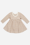 Quincy Mae Ribbed Long Sleeve Dress - Golden Stripe