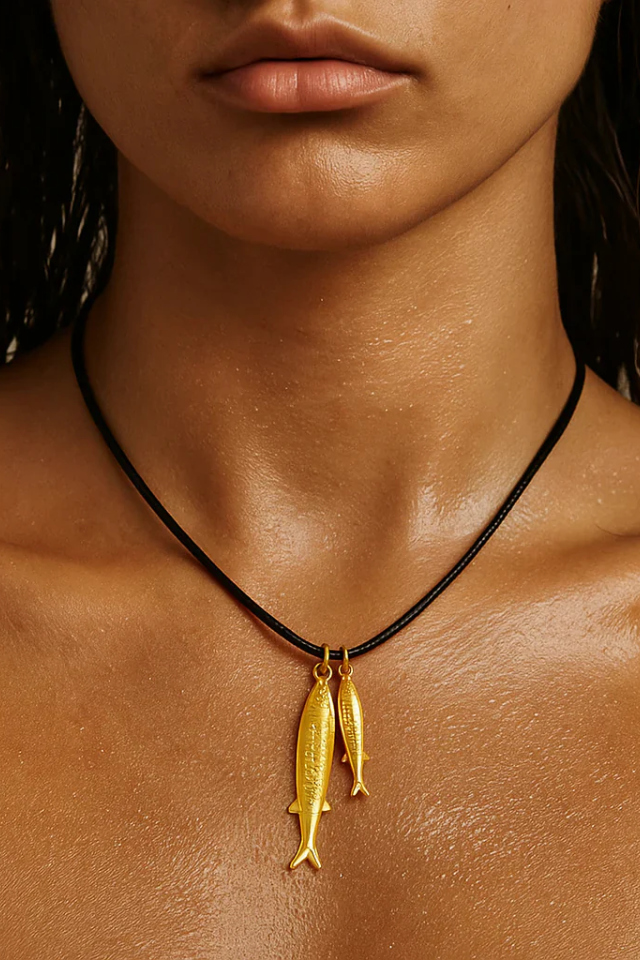 Ellie Vail Clive Double Fish Cord Necklace - Gold