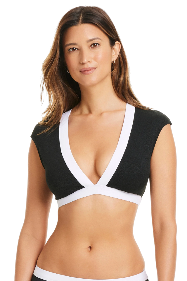 Bleu Cap Sleeve Crop - Black